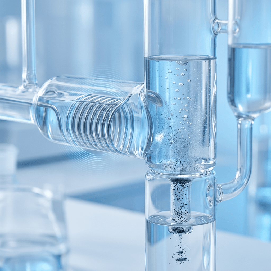 Illustration of contaminated water being transformed into clean water