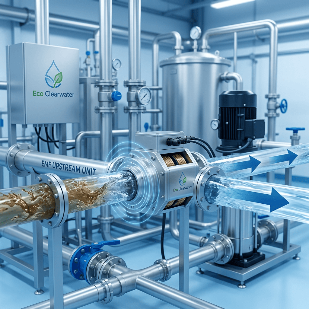 Diagram of upstream EMF water treatment technology